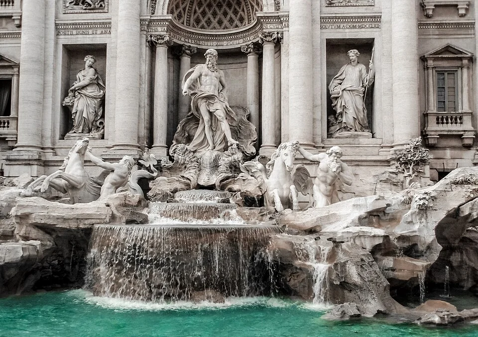 A view of the Trevi Fountain in Rome